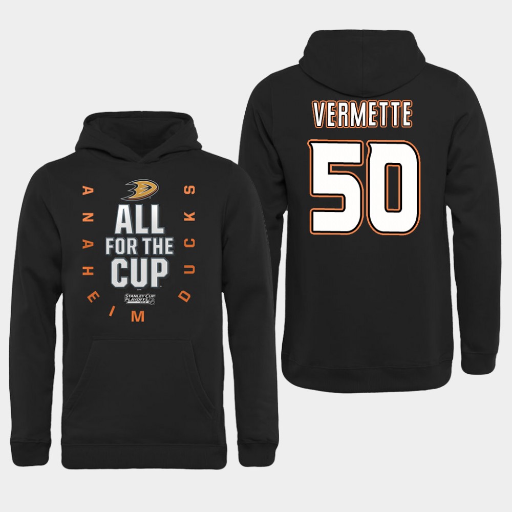 NHL Men Anaheim Ducks #50 Vermette Black All for the Cup Hoodie